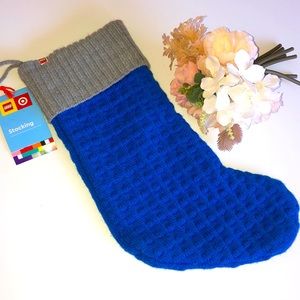 LEGO Blue Stocking Blue Gray Knit LEGO Christmas Stocking from Target NWT